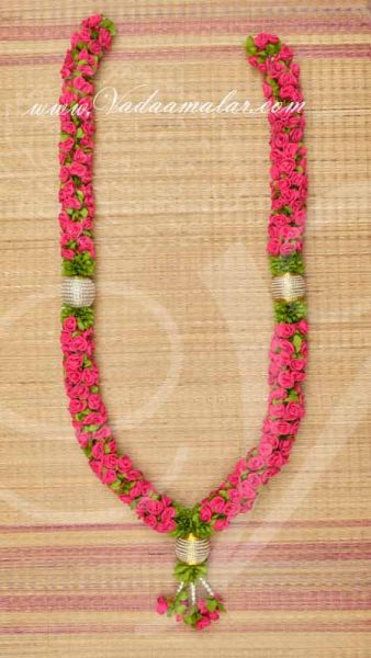 Pink Rose garland Handmade Artificial Flower Malai Buy Now - 3 feet