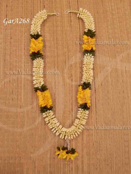 Garlands Jasmine With Yellow Green Indian Design Wedding Malai 24 inches