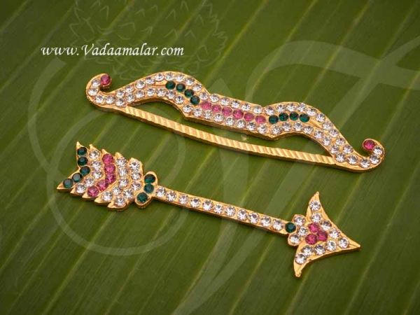 Vil Ambu Bow and Arrow for Amman Metal Weapon Symbol Jewelry Ornament 