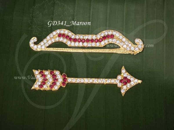 Vil Ambu Bow Arrow Amman Metal Weapon Goddess Lord Rama Decorations 3 inches