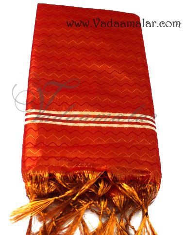 Red Gold Tissue Wrap Poly Cotton  Shawl Gift Stole for Guests Murthi Deity