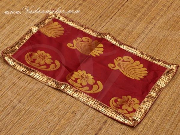8 x 14 Maroon with Gold Poly Cotton  Shawl Gift Stole for Murthi Deity