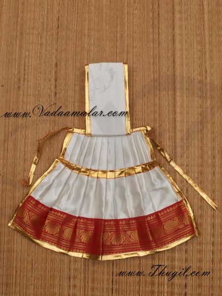 Temple Statue Wear White Color Skirt Saree for Hindu Deity Buy Online
