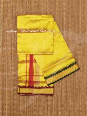 1.80 Meters Hindu Puja Yellow Colour Dothi Dhoti Vesti Chadar Amman alangaram Buy Now