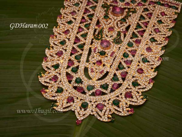 Multi Color Kavasam Necklace Swamy Decoration Jewelry Jewellery Long Haram 10 inches