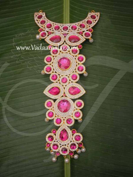 Centre Piece Necklace Pink Color Swamy Decoration Haram for GOD 14 Inches Buy Now