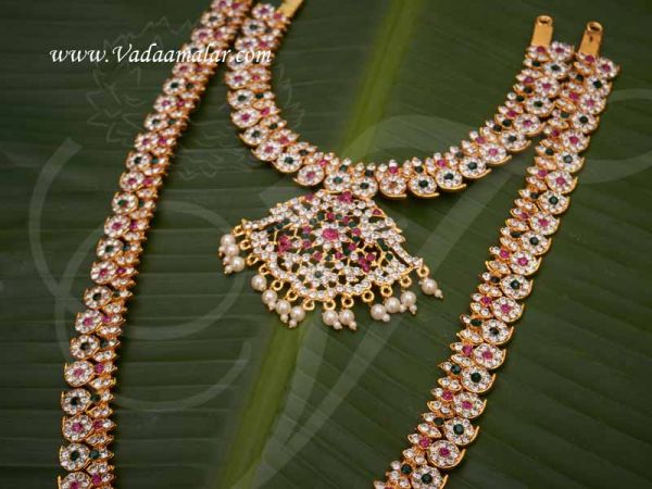 Multi Haaram 2 Step Necklace For Hindu Idol Ornaments Buy Now 12