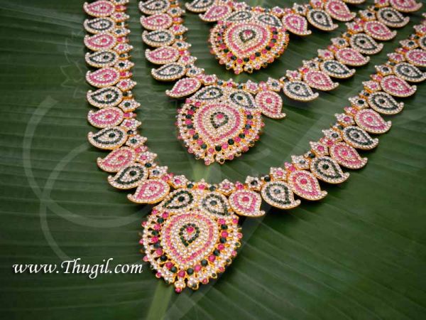 Hindu Idol Ornaments 3 Step Maanga Necklace Haarams Jewellery 12 inches 