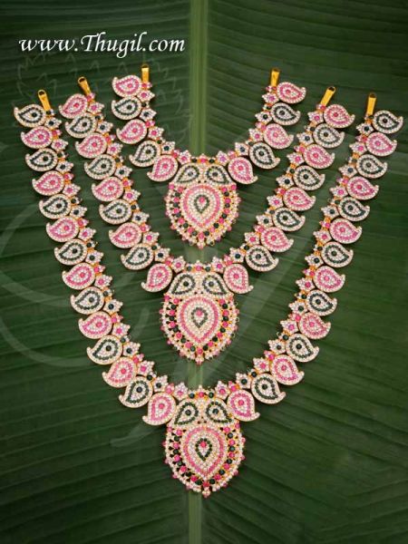 Hindu Idol Ornaments 3 Step Maanga Necklace Haarams Jewellery 12 inches 