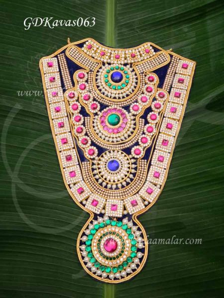 Large Kavasam Stone Jewellery Sringar for God and Goddess Necklace 14 inches
