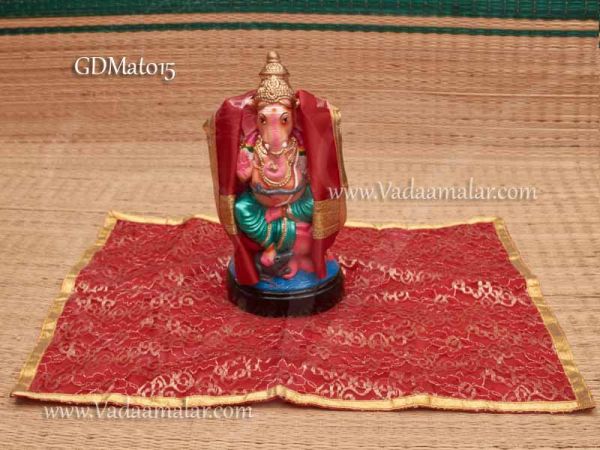 Red with gold Velvet Puja Aasan / Pooja Mat / God Cloth for Pooja 10x14