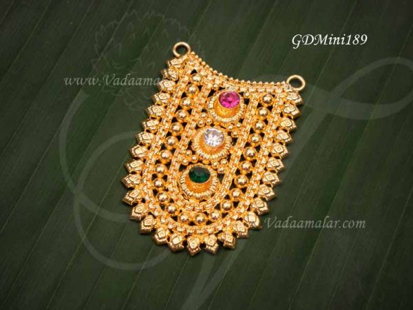 Gold Colour Necklace For Hindu God Deity Alangaram Jewellery 2.2 Inches