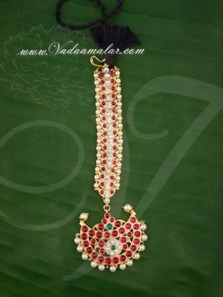 Indian Design Tikka Chutti Kempu Stones Gold Plated temple jewellery Maang   