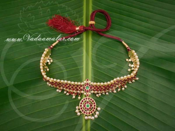 Kuchipudi Dance jewellery Gold plated temple jewellery kempu short necklace