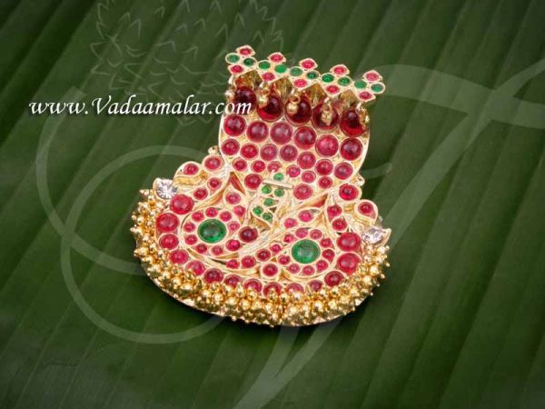 Gold plated Temple Jewellery Kempu Naaga Pendant Buy Now 2.5 inches