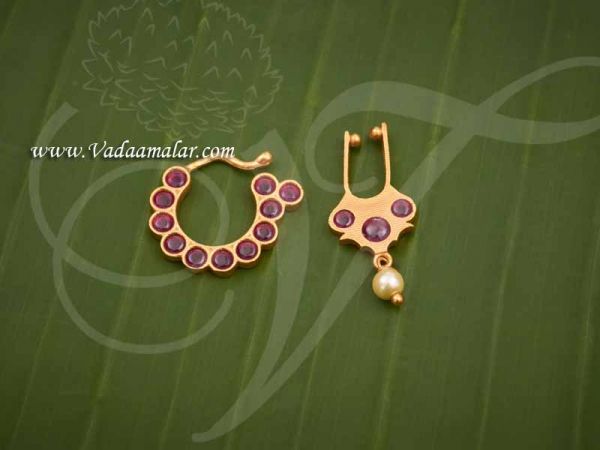 Gold plated Nath Bullak Bharatanatyam Kuchipudi Nose Rings Buy Now