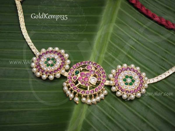 Choker Necklace Gold plated temple jewellery kempu stones