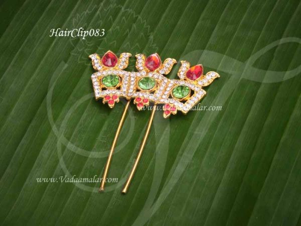Hair Clip Multi Colour Stones Hair Ornament For Indian Design 3 inches