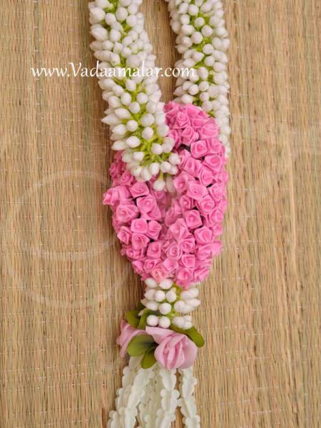 Pink with White Jasmine Design Cloth Garland Backdrop Decoration Flower Strands 15