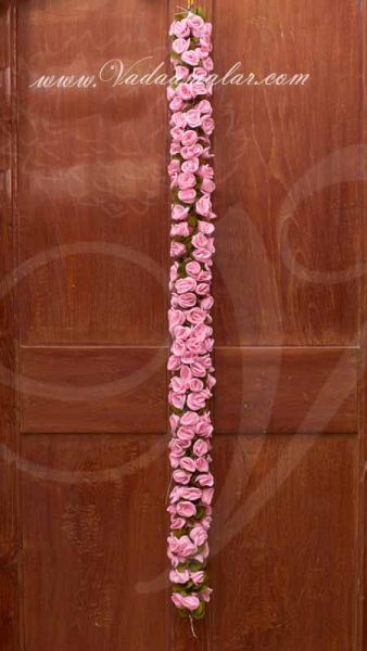 Pink Rose Flower Toran Door Hanging Decoration - Washable 1 meter
