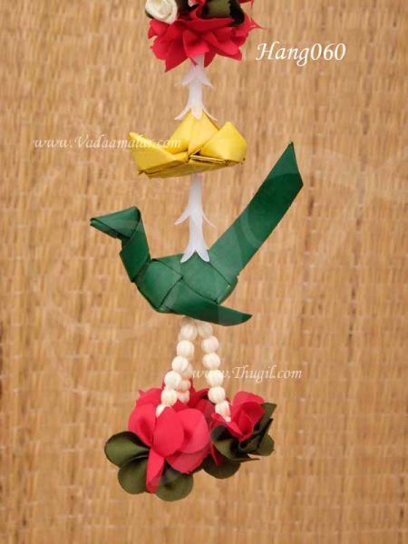 Parrot  Red Flower Hanging Indian Style Decorations Wedding Function 12 inches