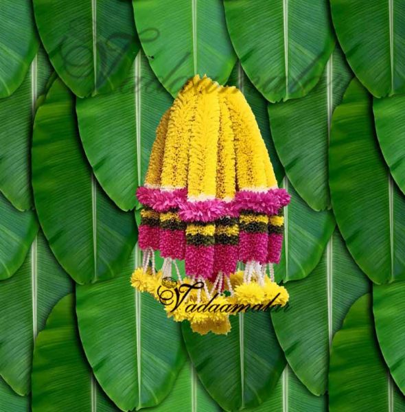 Yellow Flower Hanging Indian Style Decorations Wedding Function 15 inches
