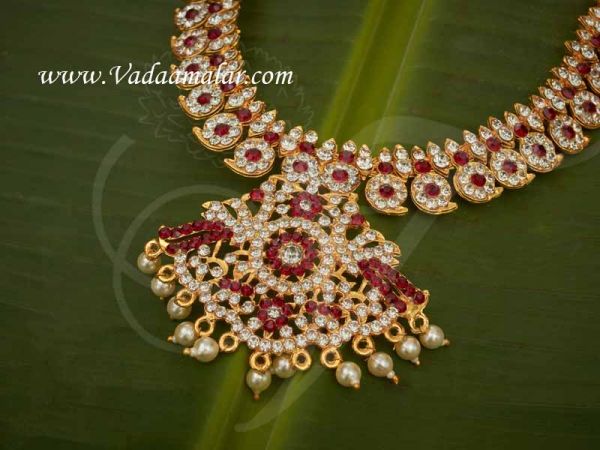 Bharatanatyam jewellery Indian Bridal Temple Ornaments Manga mala Long Necklace Haaram 