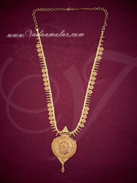 Gold Plated Long Necklace with Pendant Design Buy Now