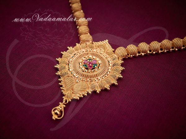 Gold Plated Long Necklace with Pendant Design Buy Now