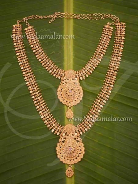Micro Gold Plated Short and Long Necklace Set