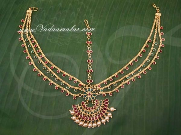 Antique Design Maang Tikka Head Set Indian Bridal Jewellery