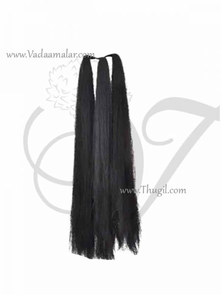 XL size Synthetic Jet Black False long hair additional for Indian Style