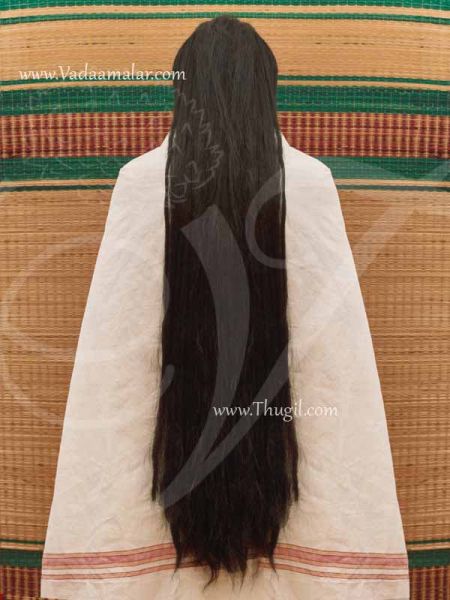 45 inches Long false hair with wig fake synthetic hair India Indian Jet Black