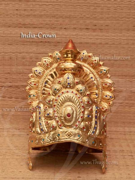 Indian Raja King Rani Queen Crown Kreedam Mukut Gold