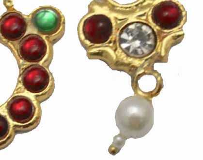 3  Pairs Kemp Stone Nose Ring Nath Bullak Bharatanatyam Dance Ornaments