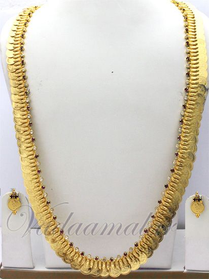 Ethnic South India Coin Necklace Kasumalai Kasumala Earrings with Stones