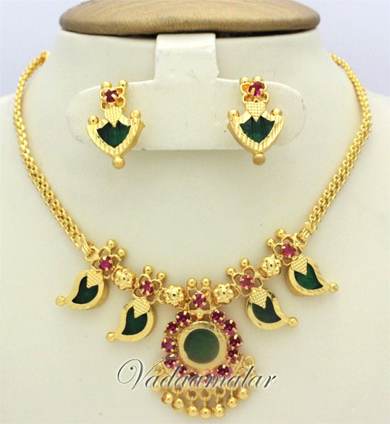 Palakkamala Ethnic Kerala Choker and Earrings Micro gold plated jewelry set