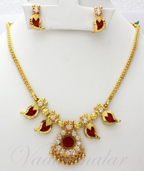 Palakka mala Traditional Kerala Choker and Earrings Micro gold plated jewelry set