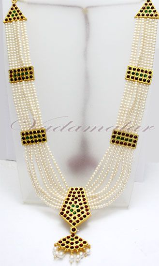 Kathak Necklace Jewellery Jewel design India Long Pearl Strings