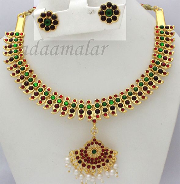 Short chain pendant Bharatanatyam necklace jewellery mohiniyattam jewelry 