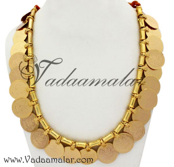 Gold Plated Coin Necklace God Goddess Lakshmi Kasumalai Online 