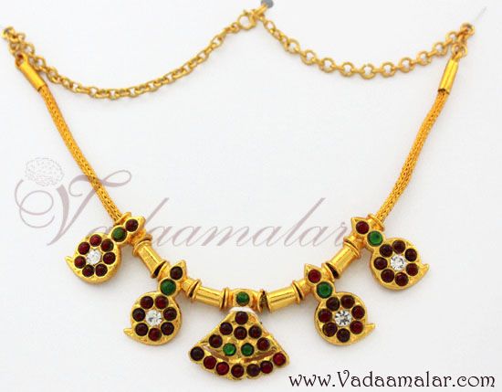 Thali Short Necklace Kemp stone jewelry jewellery mohiniyattam jewelry 