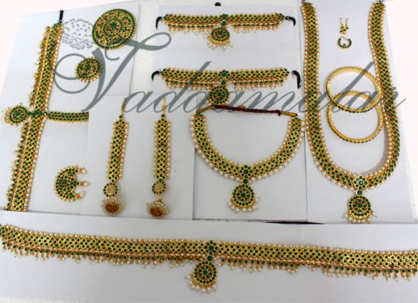 Bharatanatyam Kuchipudi Jewellery Dance Ornaments Imitation Temple Jewelry Complete set