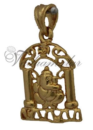 Gold Toned Ganesha Ganesh Pendant Long Chain Pedent Simple Gold plated Chain