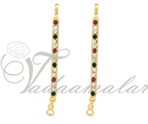 Beautifull Multi stone Necklace Earrings & extensions Imitation Gold India Jewelry Ornament