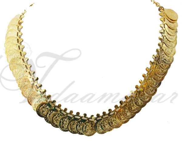 Imitation Coin Necklace closed neck short Kasu necklace Lakshmi Necklace Kuchipudi Jewelry