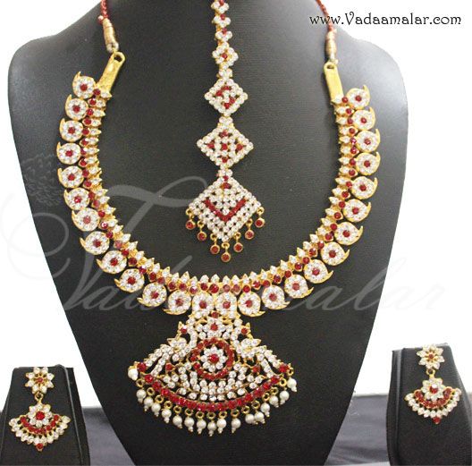 Necklace Earring Tikka Set Bridal Dance India Kuchipudi Jewelry Ornaments