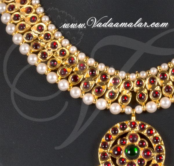 South Indian Kemp Necklace Bharatanatyam Jewelry