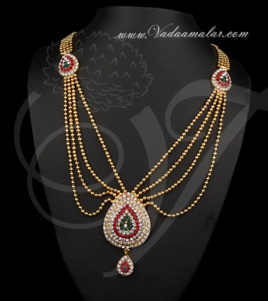 Imitation gold design pendent with necklace for Saree Salwar