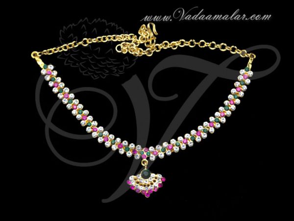 Attikai sparkling multi color stones closed neck necklace